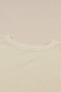 Strawberry Pink Textured Loose Slouchy Long Sleeve Top and Pants Set