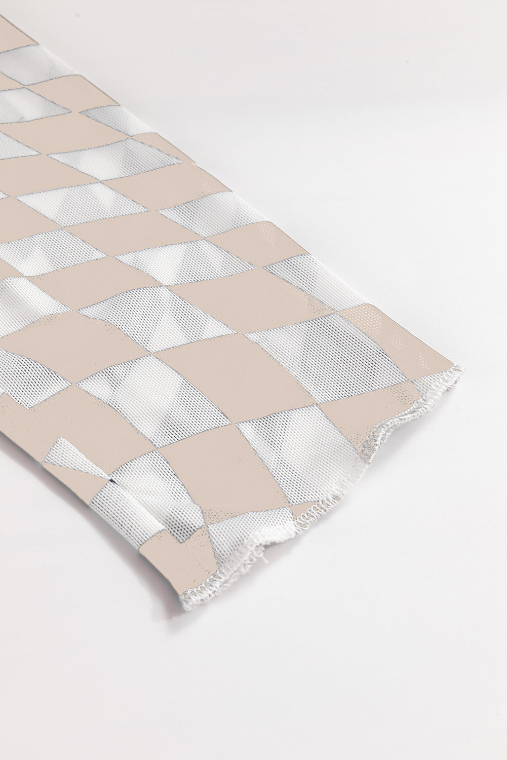 Black Checkered Pattern Mesh Long Sleeve Top