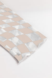 Black Checkered Pattern Mesh Long Sleeve Top