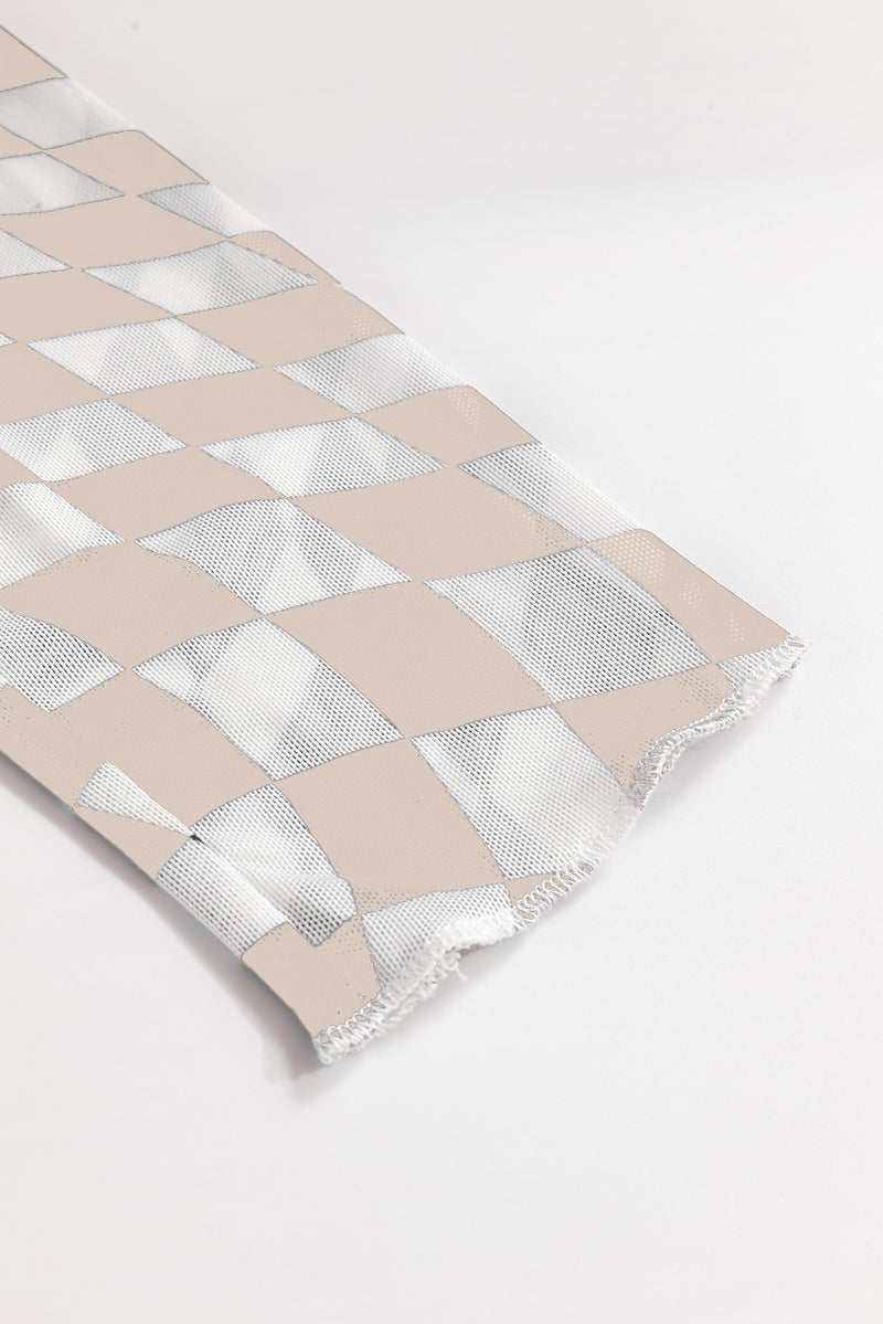 Black Checkered Pattern Mesh Long Sleeve Top