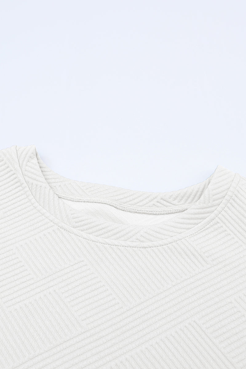 Black Textured Loose Fit T Shirt and Drawstring Pants Set