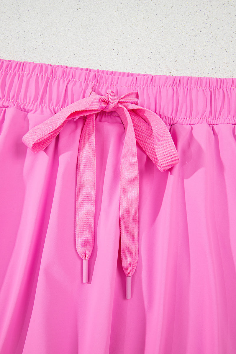 Bonbon Drawstring High Waist Lined Tennis Skorts