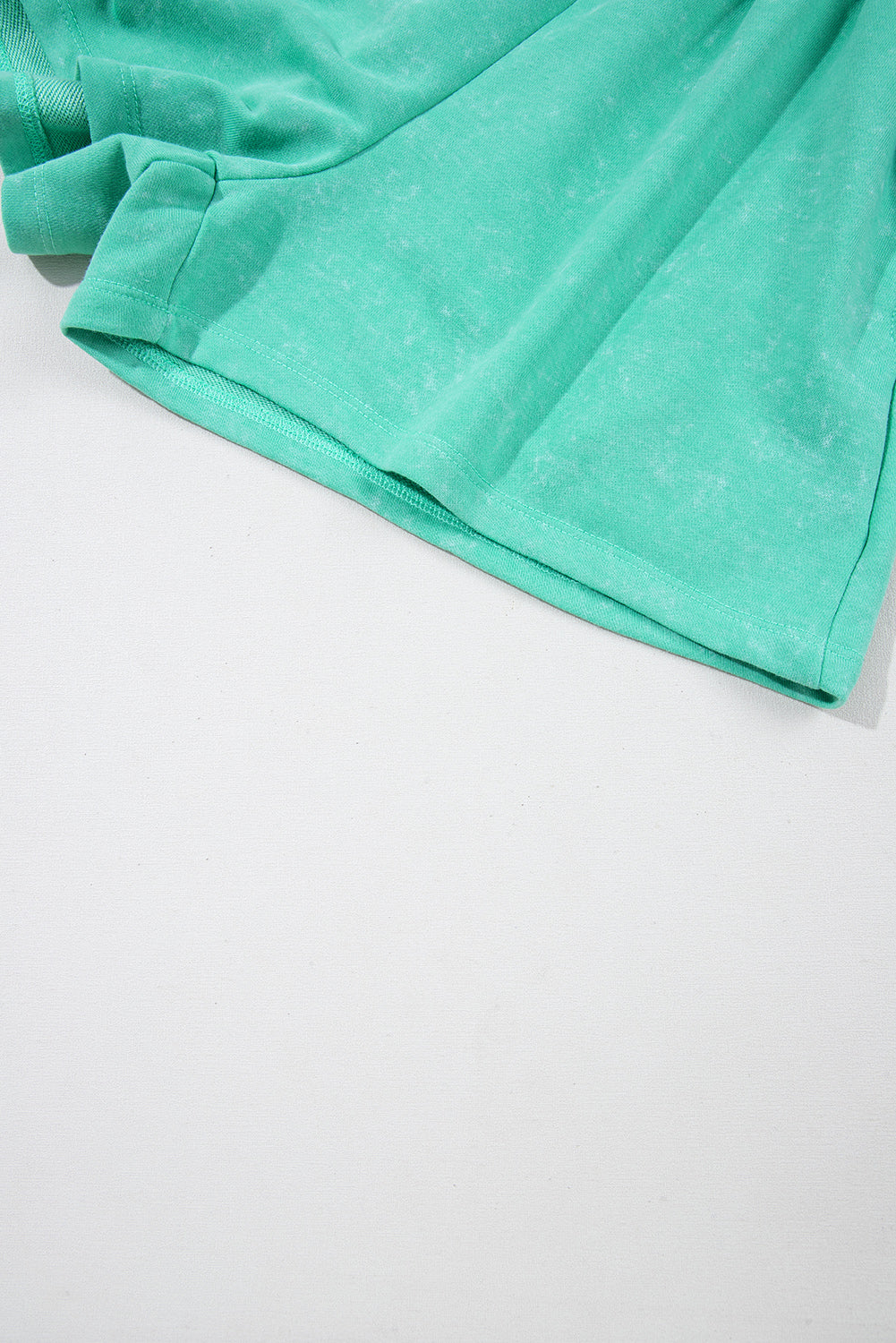 Sea Green Mineral Wash Drawstring Waist Hollow Out Back Short Sleeve Romper