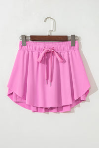 Bonbon Drawstring High Waist Lined Tennis Skorts