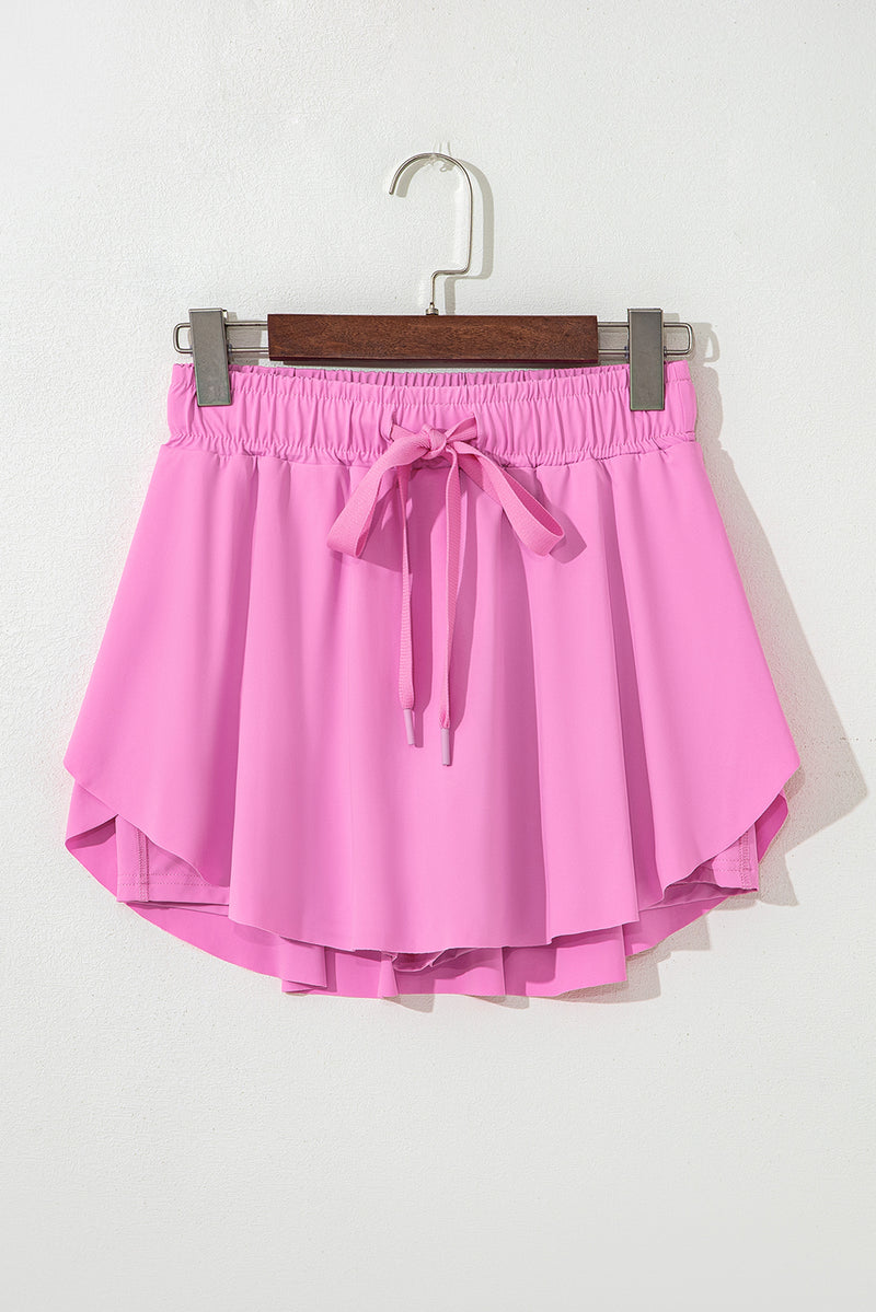 Bonbon Drawstring High Waist Lined Tennis Skorts