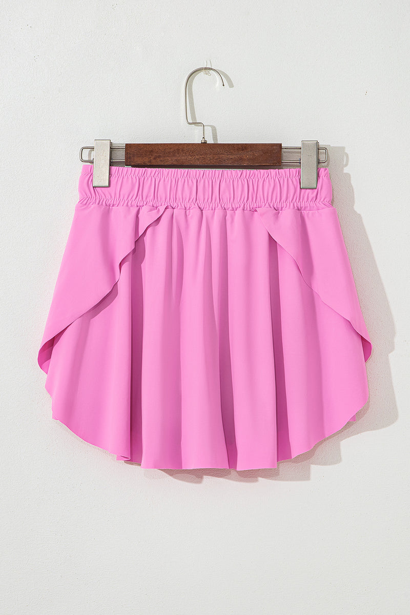 Bonbon Drawstring High Waist Lined Tennis Skorts