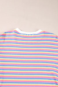Pink Stripe Crew Neck T Shirt Dress