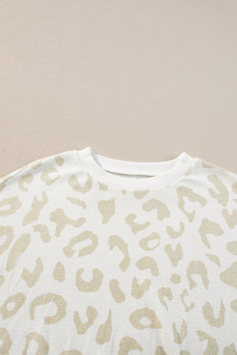 White Leopard Pullover and Drawstring Pants Lounge Set