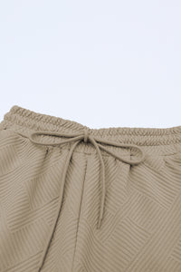 Black Textured Loose Fit T Shirt and Drawstring Pants Set