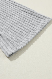 Black Slouchy Ribbed Knit V Neck Top & Pants Loungewear Set