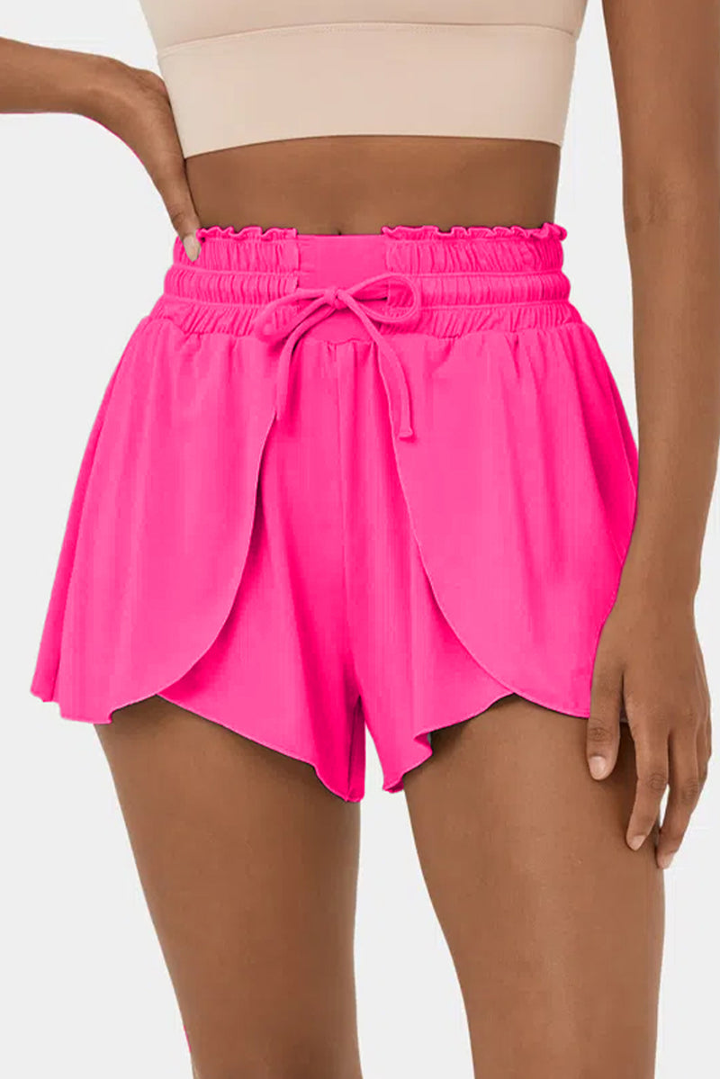 Rose Red Frill High Waist Petal Wrap Swim Shorts