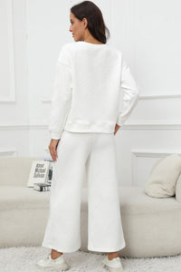 Strawberry Pink Textured Loose Slouchy Long Sleeve Top and Pants Set