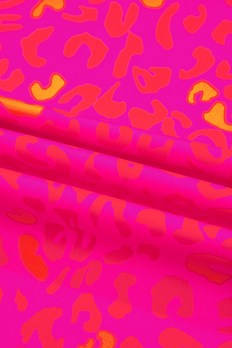 Rose Leopard Printed Puff Sleeve Top