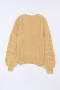 Rose Hollowed Long Sleeve Drop Sleeve Knit Sweater