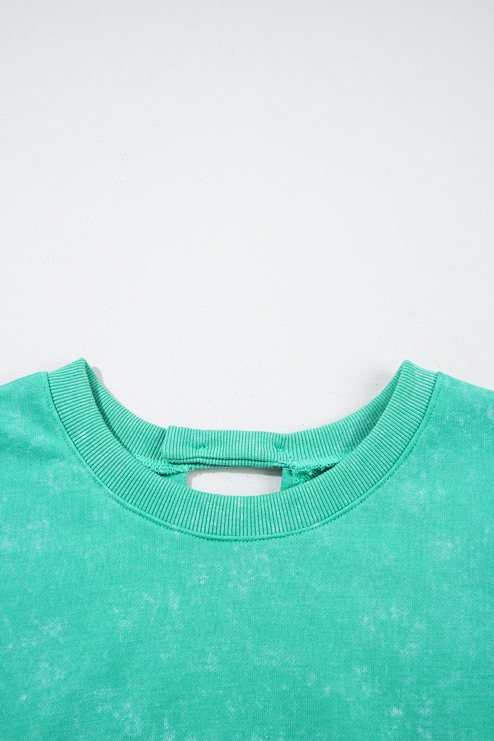 Sea Green Mineral Wash Drawstring Waist Hollow Out Back Short Sleeve Romper