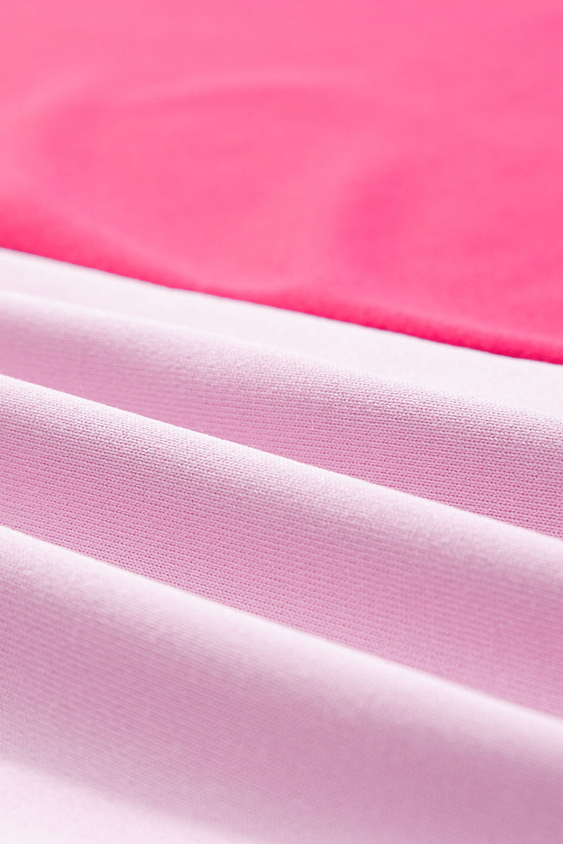 Pink Color Block Sequined Cowgirl Boots Graphic Sweatshirt