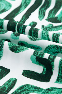 Blackish Green Embroidered Puff Sleeve Frilled Neck Printed Top