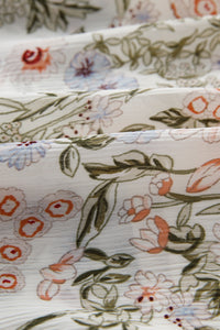 Green Floral Print Tiered Frilled Shirred Mock Neck Mini Dress