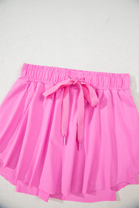 Bonbon Drawstring High Waist Lined Tennis Skorts