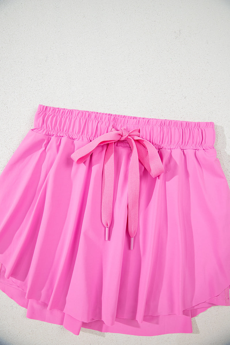 Bonbon Drawstring High Waist Lined Tennis Skorts