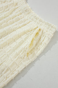 Apricot Metallic Lattice Textured Casual Two Piece Set