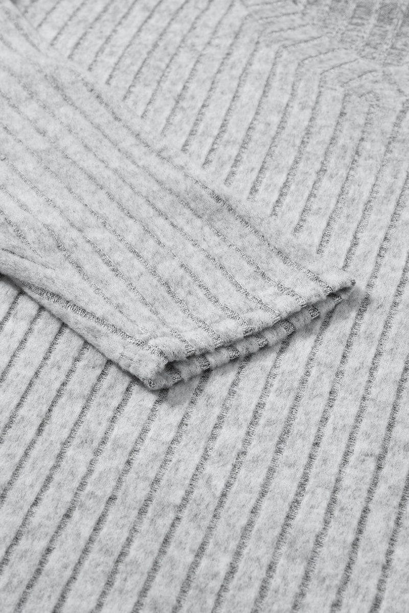 Black Slouchy Ribbed Knit V Neck Top & Pants Loungewear Set