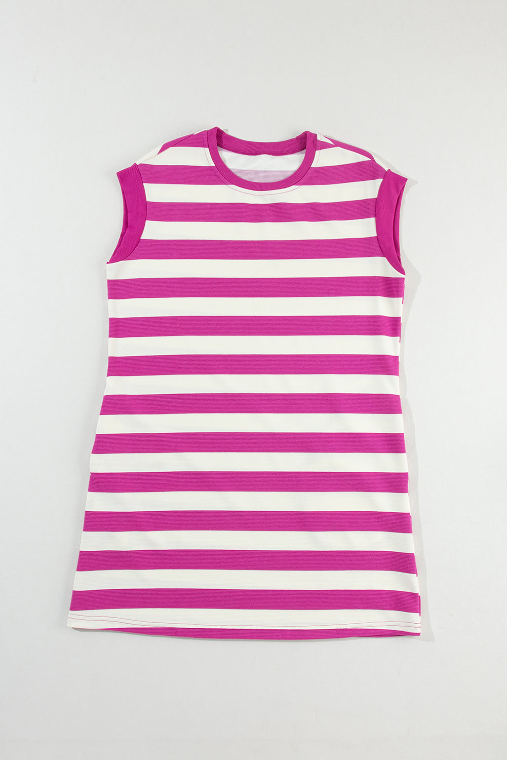 Rose Stripe Cap Sleeve Pocketed Shift T-shirt Dress